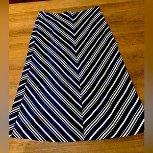 Pendleton 100% Silk Navy and White Striped Midi Skirt Completely Lined Size 6